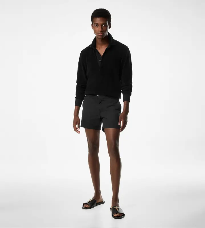 LONG SLEEVE TOWELLING POLO BLACK online